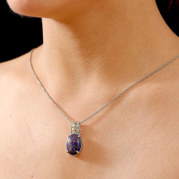 Necklace Malagasy Labradorite 12.25 ctw Platinum Bond with Stainless Steel 20" - Picture 5 of 8